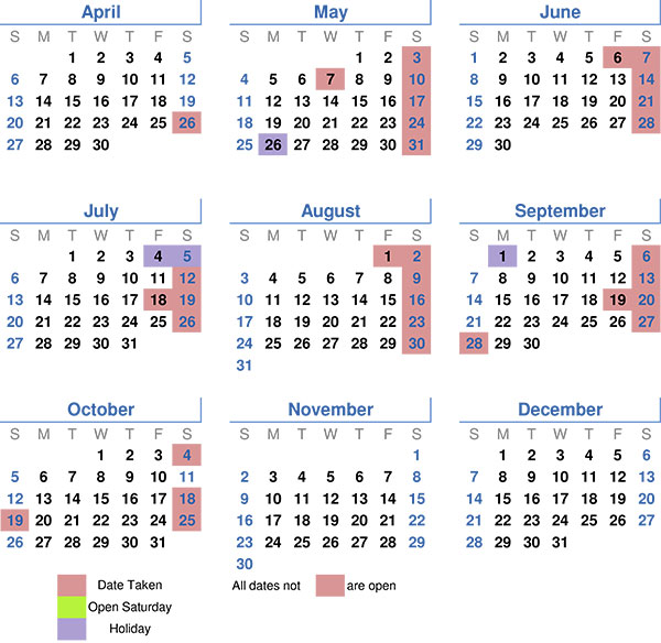 2025 Calendar of Events