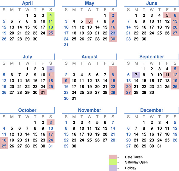2025 Calendar of Events